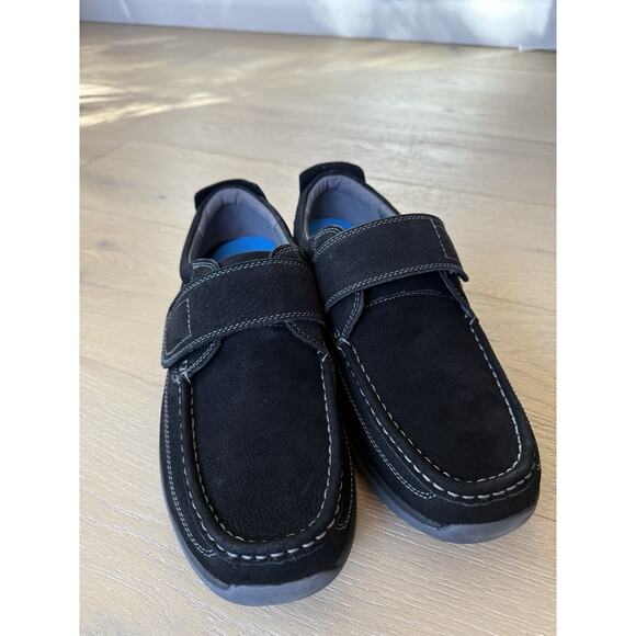 Propet Mens Porter Loafers Size 10 W (E) Black New With Box Hook And Loop Strap - Picture 1 of 7